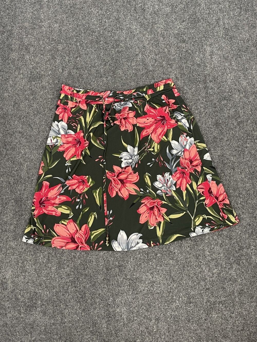 Bonprix Skirt Womens Medium Floral Aloha Stretch Above Knee Drawstring N307